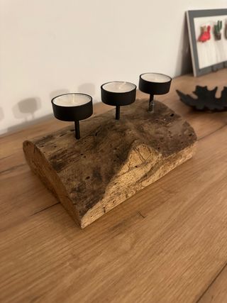 centro de mesa rustico y artesano madera