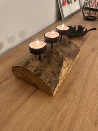 centro de mesa rustico y artesano madera