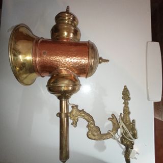 Pareja farol bronce coche caballos