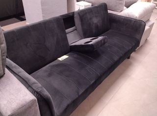SOFÁ CAMA NEGRO /CAMA TELA ATERCIOPELADO