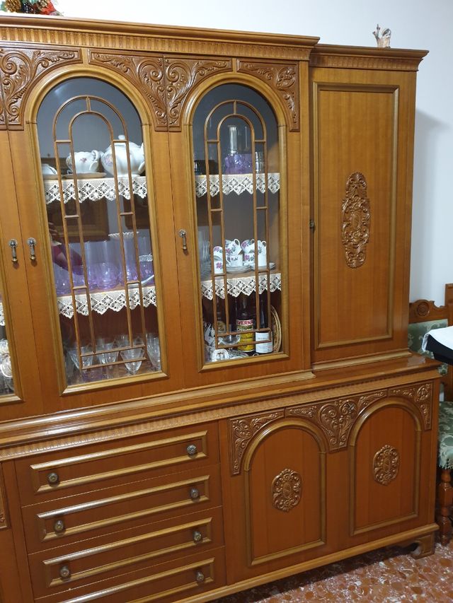 credenza legno soggiorno mobile vetrina vintage