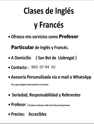 Clases particulares de inglés y francés