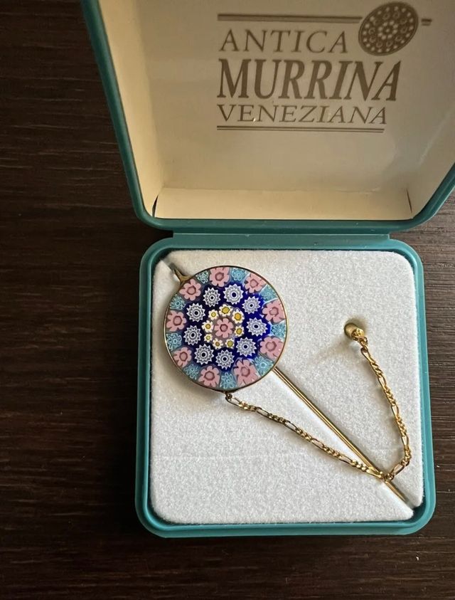 spilla spadina vintage antica murrina vetro murano