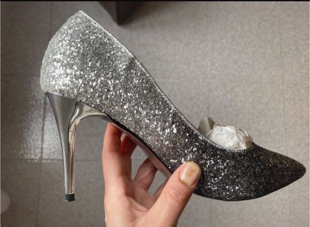 Decollete glitter argento