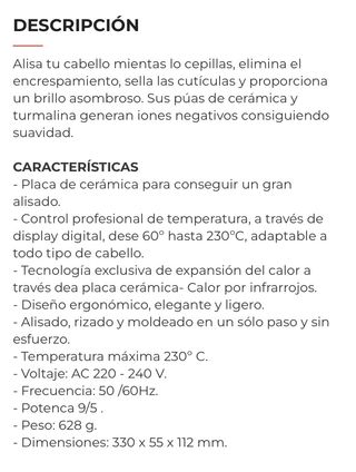 Plancha Cepillo alisador PostQuam