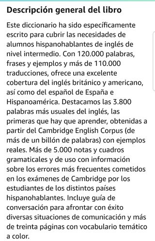 Diccionario Inglés Cambridge con CD+ libros regalo