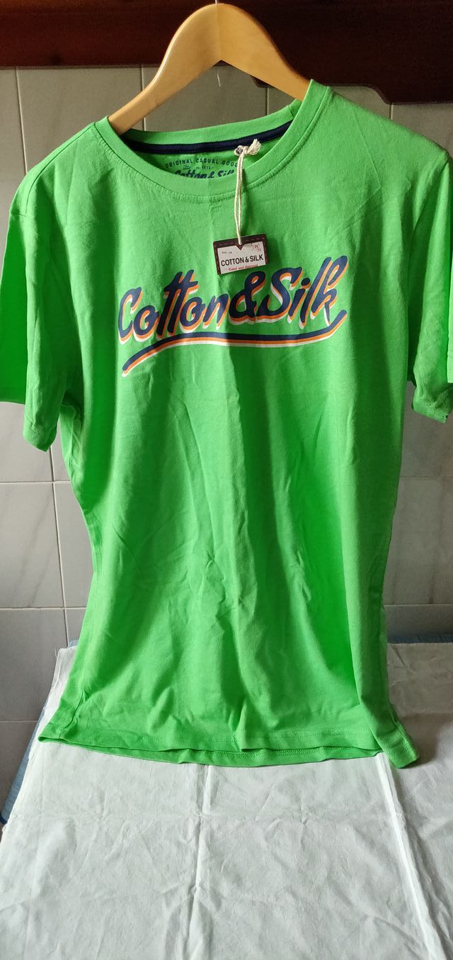 T-shirt Cotton & Silk taglia L VERDE – Nuova