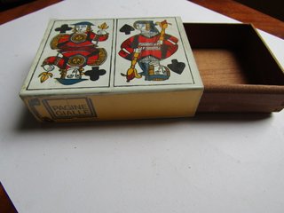 Scatola latta e legno carte ramino vintage