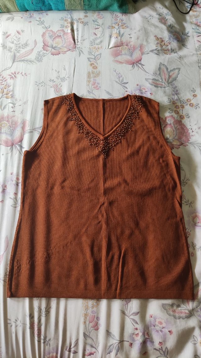 Blusa marrón con pedrería