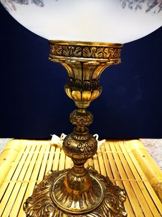 Lámpara d pie quinqué antigua vintage años 60 y 70