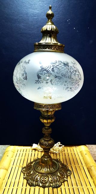 Lámpara d pie quinqué antigua vintage años 60 y 70