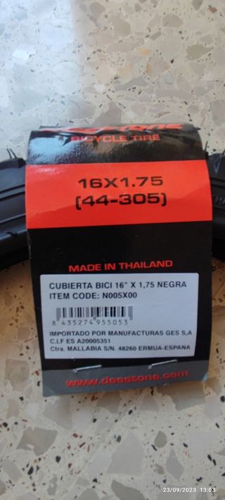 Cubierta y recamara bicicleta niño