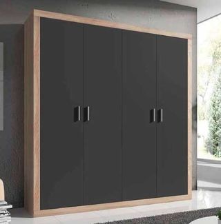 Armario 4 puertas grafito-roble