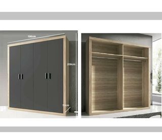 Armario 4 puertas grafito-roble