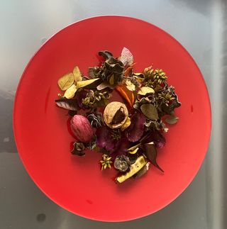 BANDEJA DE CRISTAL ROJA