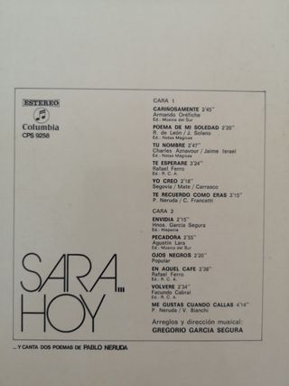 Disco de vinilo de Sara Montiel 