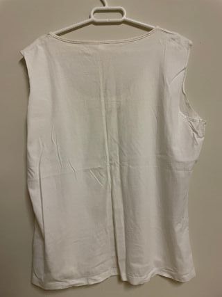 Camiseta cortada alternativa mujer blanca talla XL