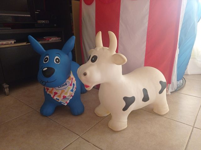 Perro y vaca hinchables