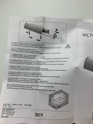Lampara espejo baño Roca Modelo Victoria