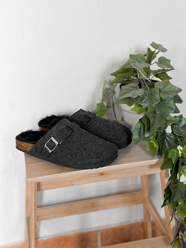 sabot donna in feltro tipo Boston impellicciati