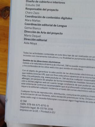 Libro de lengua Bachillerato, SM