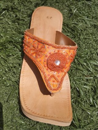 Sandalias naranjas lentejuelas 