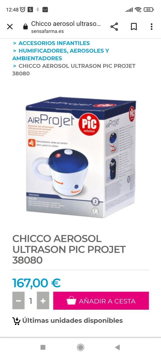 Aerosol chicco ultrasónico Pic Air Prote