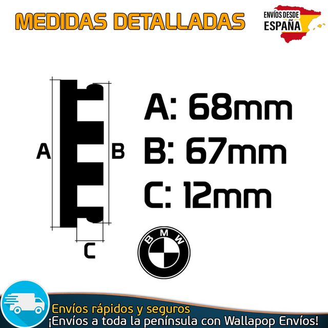 Kit BMW Emblemas Carrocería Tapas y Volante B/N