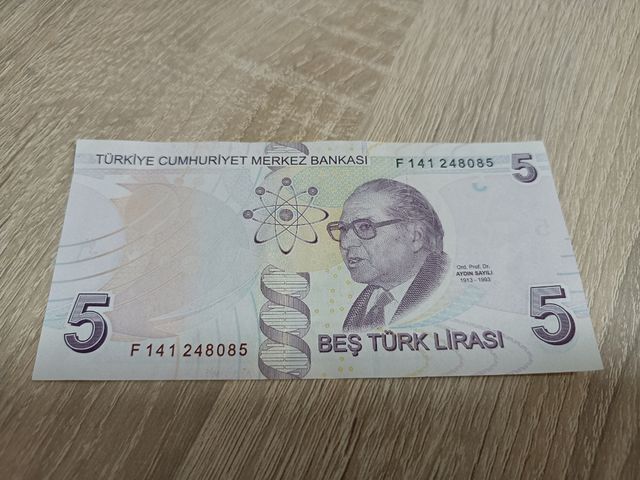 Billete turco de 5 liras (precio unidad)