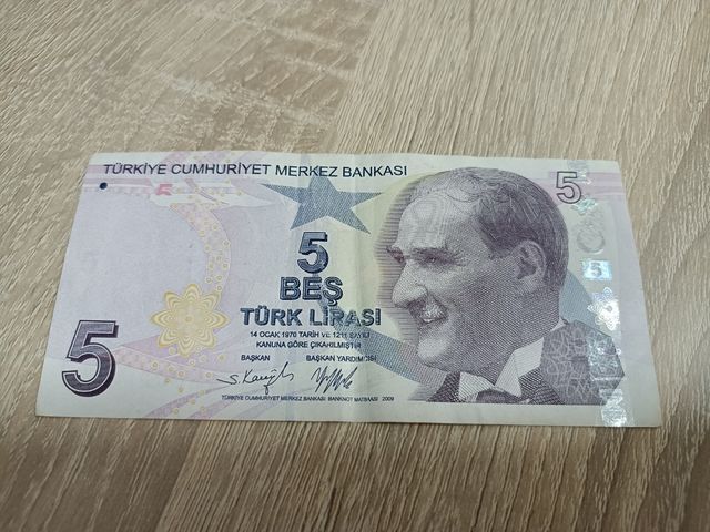 Billete turco de 5 liras (precio unidad)