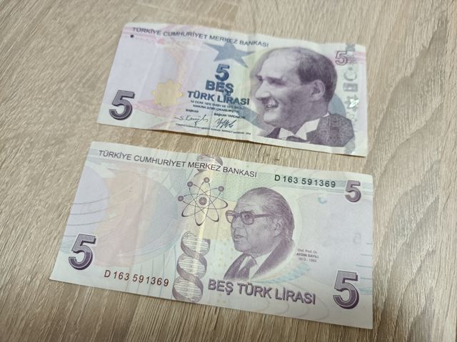 Billete turco de 5 liras (precio unidad)