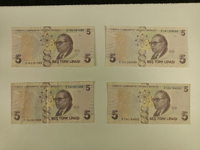 Billete turco de 5 liras (precio unidad)