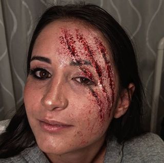 maquillaje halloween directo y con prótesis.