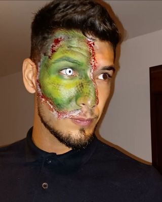 maquillaje halloween directo y con prótesis.
