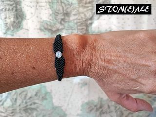 Bracciale in macrame con labradorite bianca