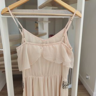 Precioso vestido fiesta de gasa rosa