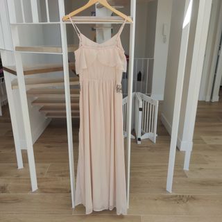 Precioso vestido fiesta de gasa rosa