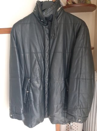 Giaccone nero in Vera pelle trapuntato