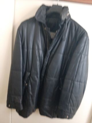 Giaccone nero in Vera pelle trapuntato