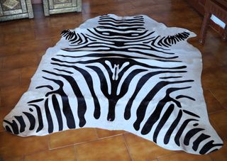 Alfombra Piel de Vaca Estampado Cebra 185cmx155cm