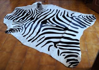 Alfombra Piel de Vaca Estampado Cebra 185cmx155cm