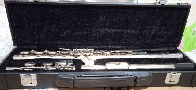 Flauta travesera plateada