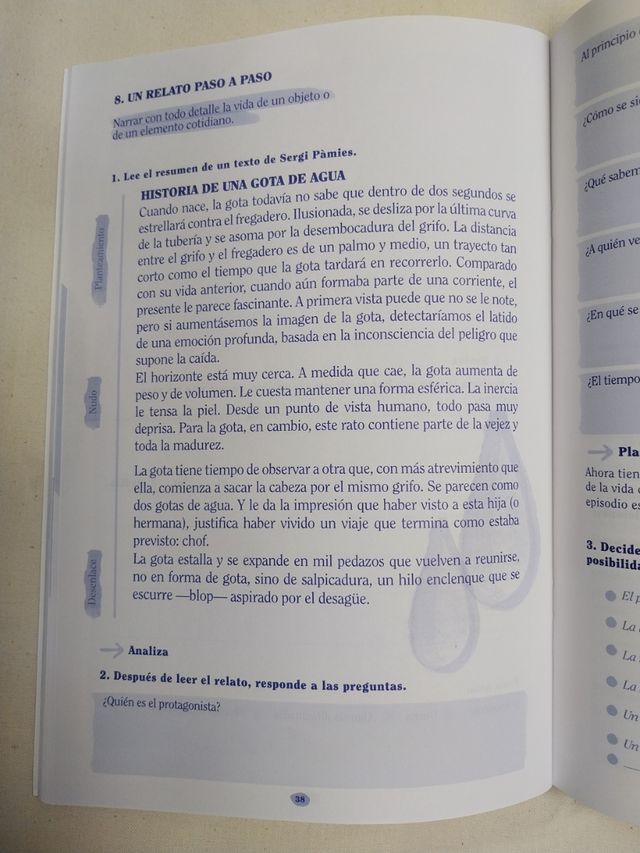 Libreta de narraciones. Dos niveles