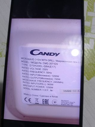 Fornetto microonde CANDY LITRI 20