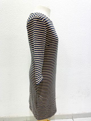 Vestido rayas media manga marrón azul