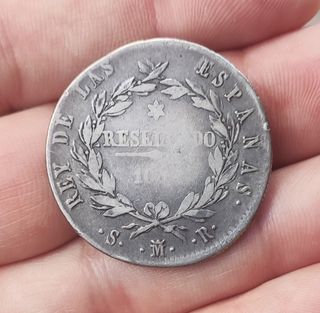 10 REALES RESELLADO FERNANDO VII 1821 MADRID