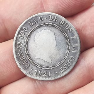 10 REALES RESELLADO FERNANDO VII 1821 MADRID
