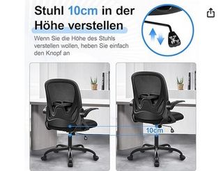 Silla de oficina con soporte lumbar ajustable.