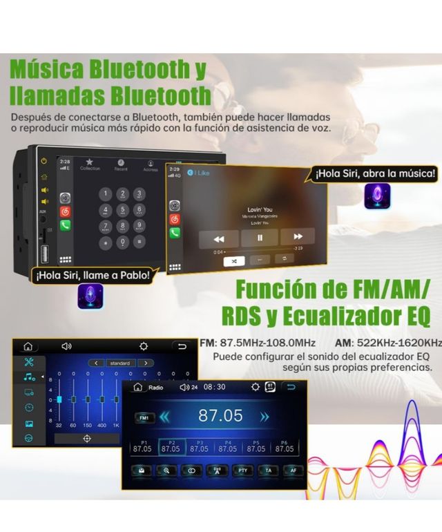 AWESAFE Pantalla 7" Radio Coche 2 DIN carplay