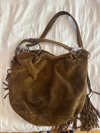 Bolso serraje marrón con flecos